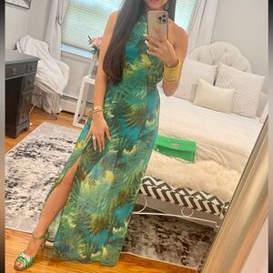 Lulus jungle print maxi dress with slits